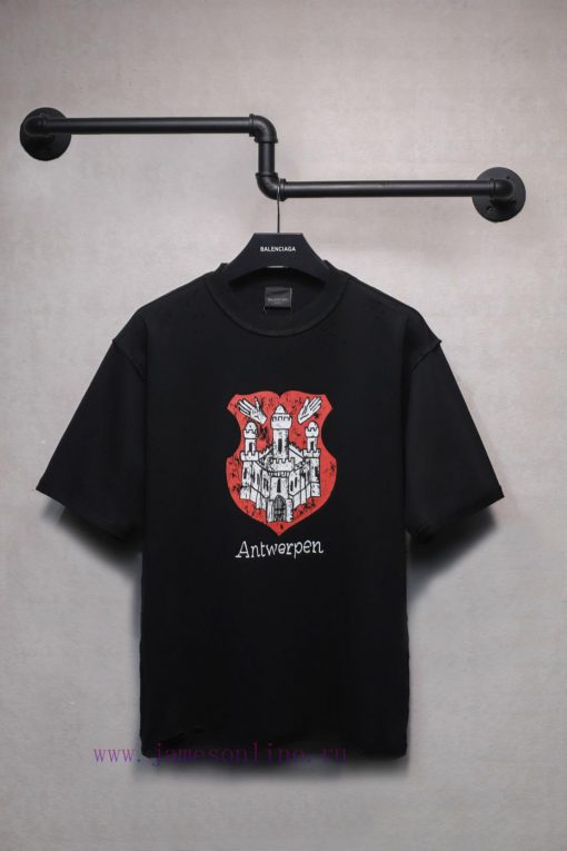 𝐁 A 𝐋 EN 𝐂 IA 𝐆 A 24ss Anweipu Short Sleeved T-shirtWeighing 240 Grams It Is Worn Cut And Aged apb9mn3t