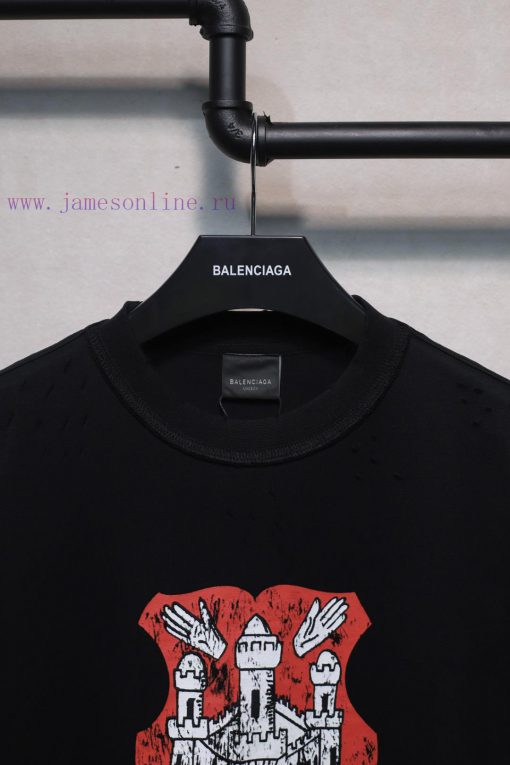 𝐁 A 𝐋 EN 𝐂 IA 𝐆 A 24ss Anweipu Short Sleeved T-shirtWeighing 240 Grams It Is Worn Cut And Aged apb9mn3t - Image 4