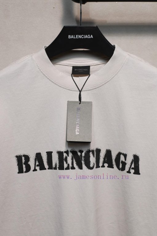 𝐁 A 𝐋 EN 𝐂 IA 𝐆 A Front And Rear Blurred Letter Logo Printed Short Sleeved T-shirt240 Gram Weig 1axi5zhm - Image 7