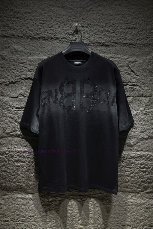 Style Number 5059BALENCIAGA Short Sleeved ShirtYB Woven And Dyed Fabric Color With Rhinestone S 3mpma5l1 - Image 2