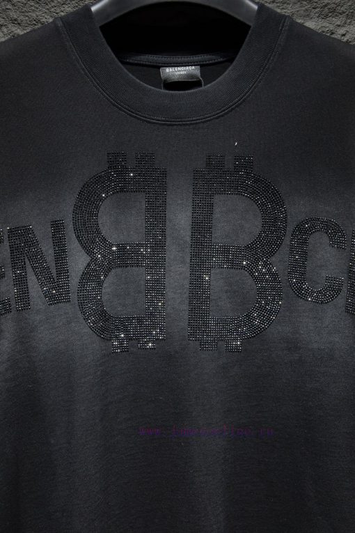 Style Number 5059BALENCIAGA Short Sleeved ShirtYB Woven And Dyed Fabric Color With Rhinestone S 3mpma5l1 - Image 5