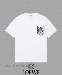 [Loewe Loewe]2025FW Short Sleeve T-shirt Plush Fake Pocket Letter Logo Printed High End 26s Dou 56ucl06e