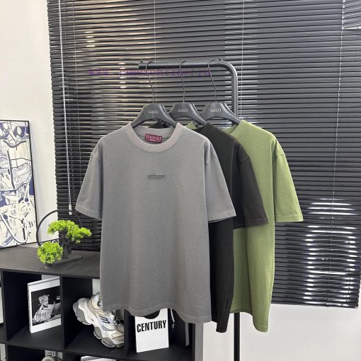 Gucci  Style Number G917 Gucci Official Website New Washed Letter Embroidered Short Sleeved Shi x6i3mx57 - Image 3