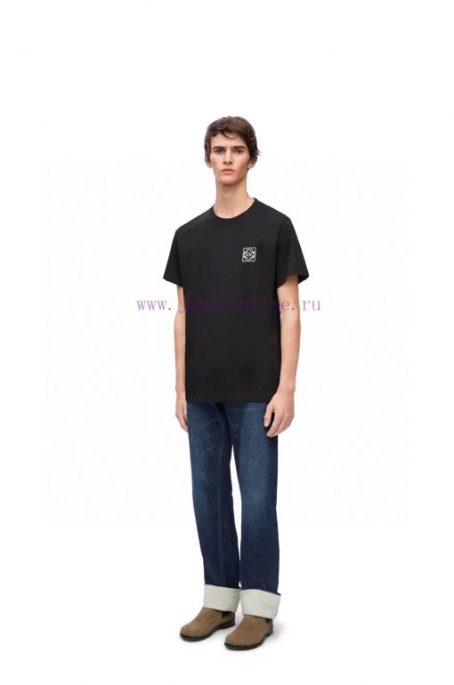 [Loewe Loewe]2025FW Short Sleeved T-shirt Embroidered With High-end 26s Double Yarn 300g Fabric p1au731j - Image 10