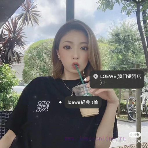 [Loewe Loewe]2025FW Short Sleeved T-shirt Embroidered With High-end 26s Double Yarn 300g Fabric p1au731j - Image 12