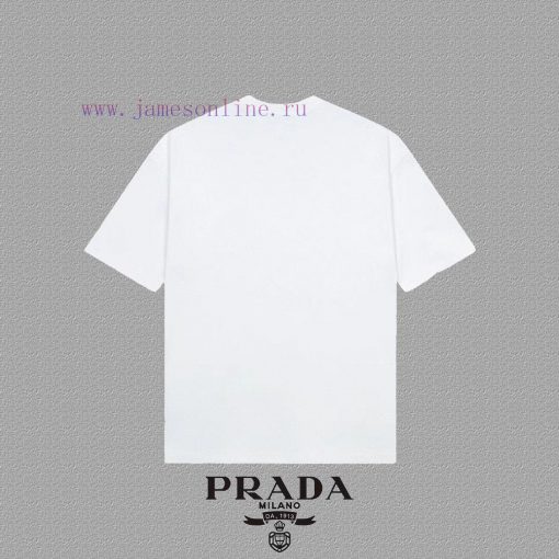 [Prada Prada]2025FW Short Sleeved T-shirt With Metal Inverted Triangle Logo And High-end 26s Do qjflenl5 - Image 3
