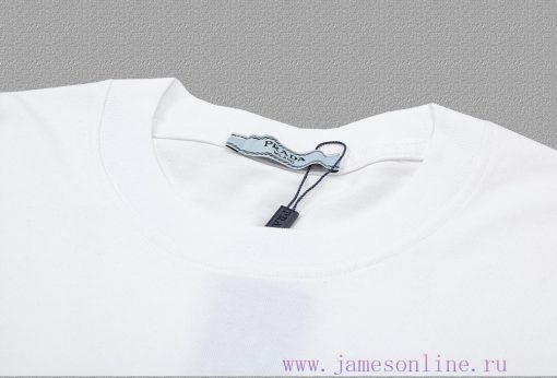 [Prada Prada]2025FW Short Sleeved T-shirt With Metal Inverted Triangle Logo And High-end 26s Do qjflenl5 - Image 6