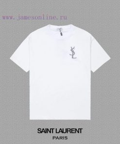 YSL Saint Laurent2024 FW Short Sleeved T-shirt Classic Embroidered Letters High-end 32s Double 2npsfx5k