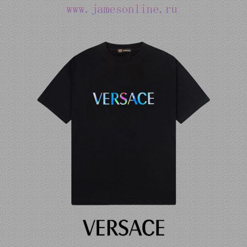 Versace Versace2025FW Short Sleeved T-shirt With Colorful Letters And Logo Printed On High-end eptw8z15 - Image 2