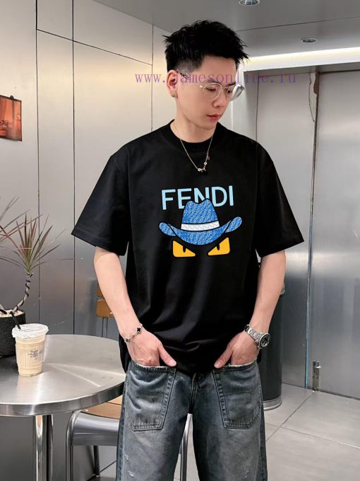 [FENDI]2025FW Short Sleeved T-shirt Logo Printed High-end 26s Double Yarn 300g FabricHeavy Duty w7o6luvt - Image 11