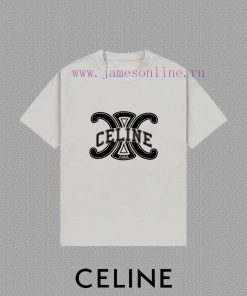 [CELINE]2025FW Short Sleeved T-shirt With Letter Logo Printed High-end 26s Double Yarn 300g Fab 13q4qqan