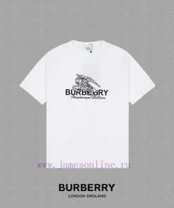 [Burberry]2025FW Short Sleeved T-shirt With Plush Warhorse Logo High-end 26s Double Yarn 300g F ueclr9gt