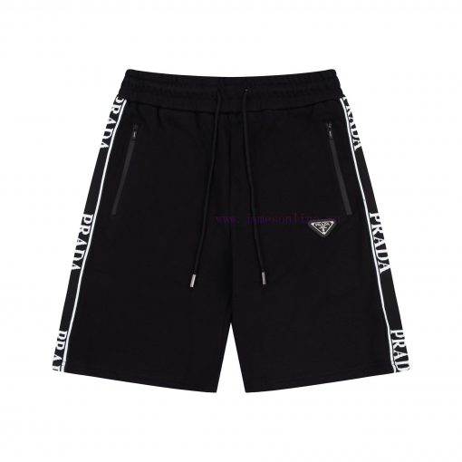 Pra 2025 Summer New Customized Pure Cotton Fabric Ribbon Splicing Customized Triangle Logo Men' dl4we2wk - Image 2