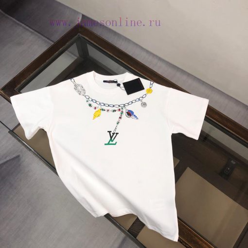 CLouis Vuitton/LV 25ss Same Style Round Neck Short Sleeved T-shirt - Couple Style - Chest Color 2911e7qk