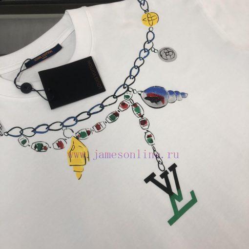 CLouis Vuitton/LV 25ss Same Style Round Neck Short Sleeved T-shirt - Couple Style - Chest Color 2911e7qk - Image 5