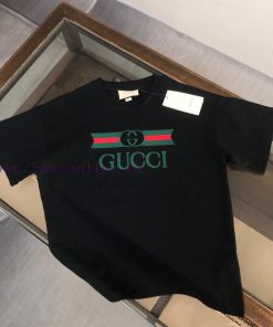 GUCCI Gucci 25 Woven Ribbon Embroidered Logo Short Sleeved T-shirt~The Fabric Is Comfortable An 43xnlkod