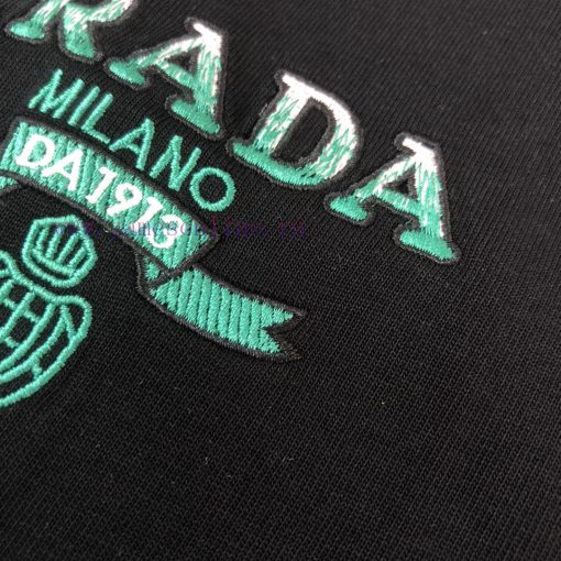 PRA * DA Prada 25ss Same Round Neck Embroidered Short Sleeved T-shirt - Available For Customize ojrelp1d - Image 7