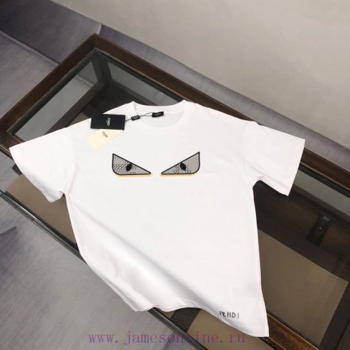 FEN * DI Fendi 25ss Same Style Round Neck Short Sleeve T-shirt With Small Eyes On The Chest Emb uakxrcw2