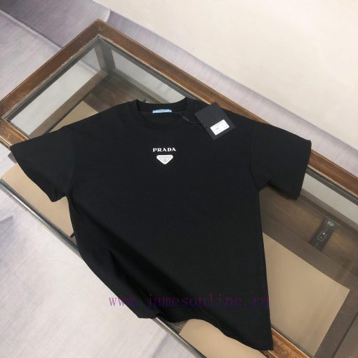 PRA * DA PRA 25ss Same Triangle Iron Label Series Round Neck Short Sleeve T-shirt~Customized Fa c7irnue4