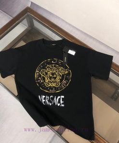 VER * ACE Versace 25ss Round Neck Short Sleeve T-shirt - Iconic Brand Logo Pattern Printed Deco okh0m449
