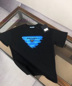 PRA * DA Prada 25ss Same Round Neck Short Sleeved T-shirt - Available For Customized Fabric Thi ej1hq536