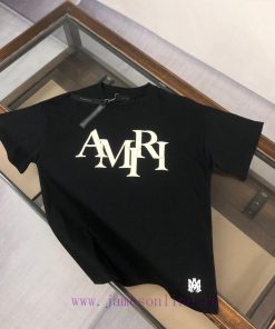 Amiri Emil 25ss Round Neck Short Sleeve T-shirt - Customized Suede Foam Embossed Logo Process O f888vzdk