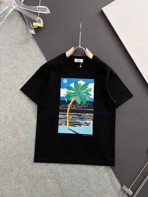 Hermes 2025 Printed Short Sleeve High Quality Original Short Sleeve Imported Fabric With Top Ma amj9rgw6