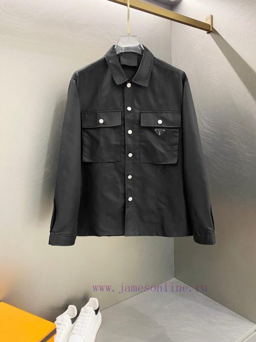 PRA Prada Double Pocket Solid Color Long Sleeve ShirtTop Tier Original Authentic Product Develo lv5dombl - Image 2