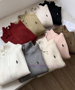 -RaLoro Pianah Lauren High Neck RL Chest Classic War Horse Logo Embroidered Zipper Cardigan Kni ws4rify4