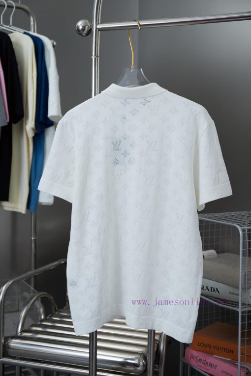 High-qualityLV Louis 2025 Spring/summer New Hollow Jacquard Knitted Cardigan Fabric Made Of 150 4v5trsfs - Image 3