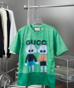 High-qualityGucci2025 New Cartoon Fun Printed Short Sleeved Shirt Cute And Good Friend Dog Adop yv5g6j89