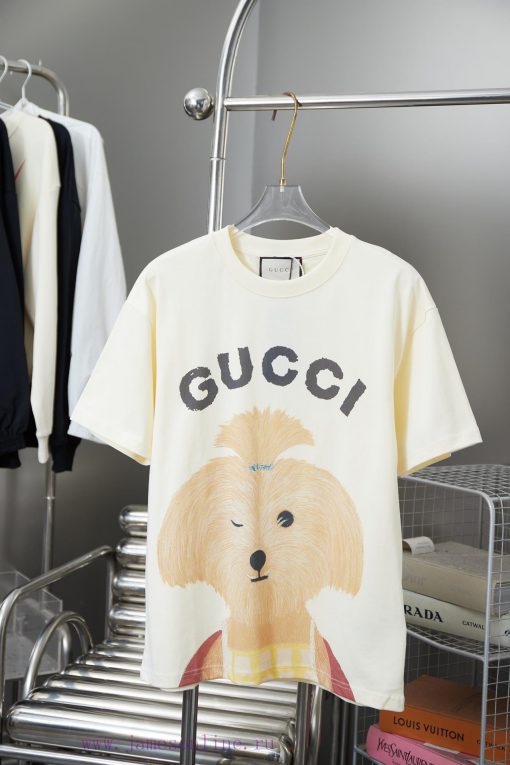 High-qualityG U * CI 2025 New Cartoon Fun Printed Short Sleeve Cute Teddy Adopts Three-dimensio prbibga6