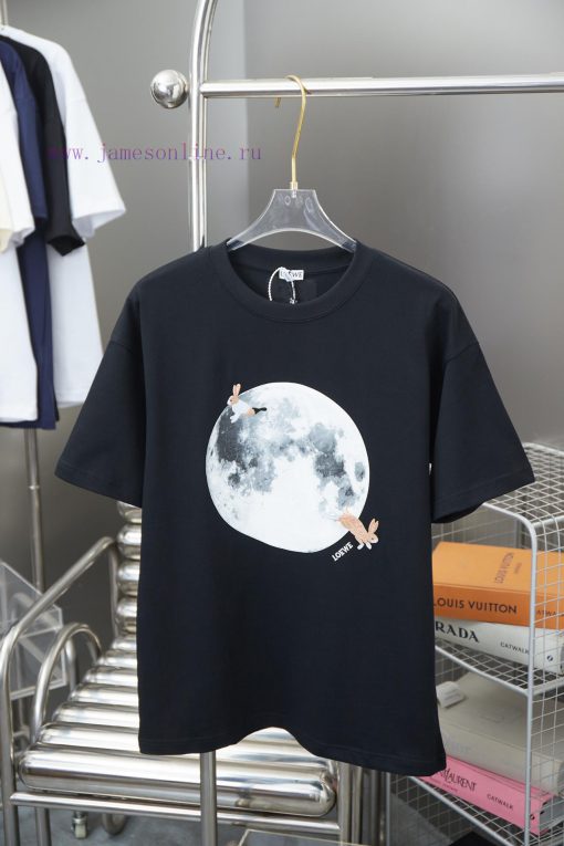 Loewe 25SS Early Spring New Moon Rabbit Embroidered Short SleeveLight Luxury Fashion Is A Must- 90jmg61p - Image 2