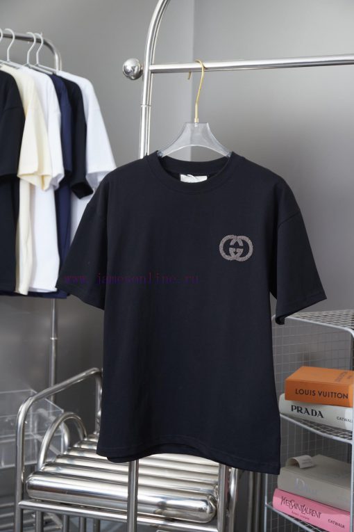 Gucci 25SS Early Spring New Collection Classic Double G Towel Patch Short SleeveLight Luxury Fa i826ceby - Image 2