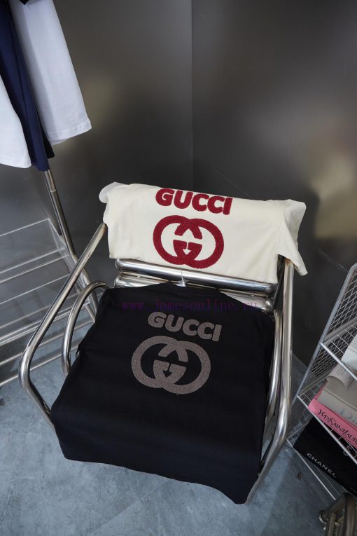 Gucci 25SS Early Spring New Collection Classic Double G Towel Patch Short SleeveLight Luxury Fa i826ceby - Image 9