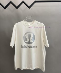 Lululemon/lulu 2025SS New Super Hot High-tech Luminous Printed Pure Cotton T-shirtLarge Logo Le 0e5791uu