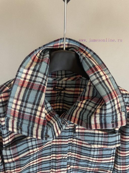 R13 2025 SS Spring/Summer New CollectionCotton Plaid Symmetrical Long Sleeved ShirtColorful Pla t69cw2tk - Image 6