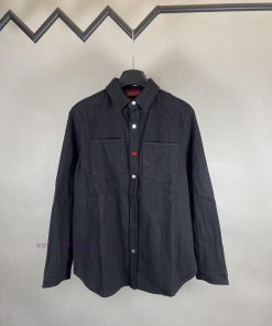 GUCCI/Gucci 2025 New Shirt Collar Logo Embroidered Button Long Sleeved Denim JacketThe Design W w2gqjuih