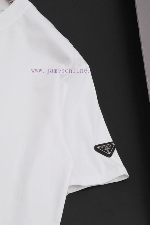 R-9502 Prada PRADA 25 New Round Neck Short Sleeved T-shirt Woven With High Weight Pure Cotton F gh3g3zxi - Image 5