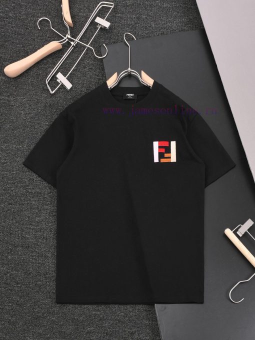 R-9510 F E NDI New Short Sleeved T-shirt With Double F Color Embroidery Design On The Left Ches 0bpy80gd