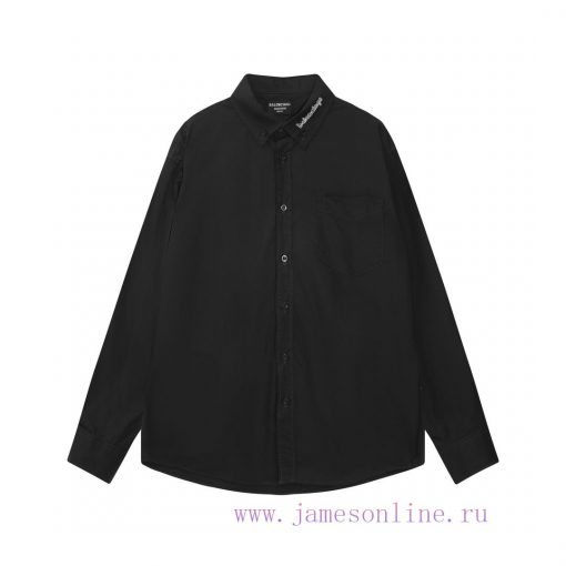 New Balenciaga 𝘽𝘼𝙇𝙀𝙉𝘾𝙄𝘼𝙂𝘼 BLCG 24SS Collar Letter Embroidery Simple Embroidery Long Sleeved Shi h5fuvshw - Image 2