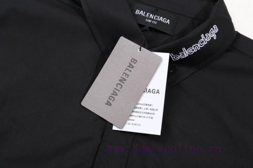 New Balenciaga 𝘽𝘼𝙇𝙀𝙉𝘾𝙄𝘼𝙂𝘼 BLCG 24SS Collar Letter Embroidery Simple Embroidery Long Sleeved Shi h5fuvshw - Image 5