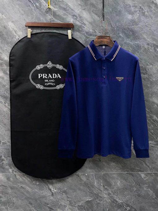Parda Prada 25SS Official Website Three-dimensional Classic Triangle Lapel Long Sleeved Polo Sh 4h8inw3j