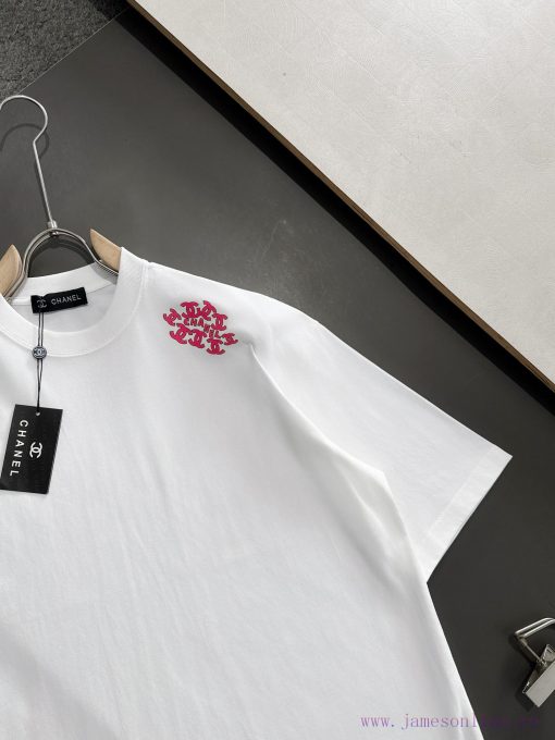 CHANEL 25SS Summer New Round Neck Short Sleeve T-shirt 270g Heavy Duty High End Pure Cotton Fab 46ivrtdx - Image 4