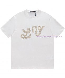 LV 25ss Art Line Design T-shirtUsing 32 Count Double Yarn Pure Cotton 240g High-temperature Was zol3sc67