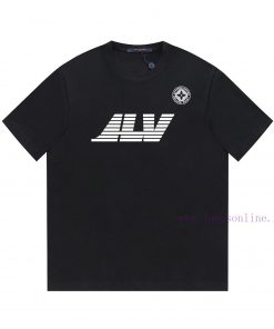 LV 25ss Badge Graphic And Text Combination T-shirtUsing 32 Count Double Yarn Pure Cotton 240g H 5ys845g6