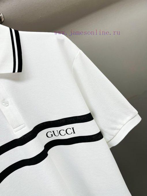 GUCC Ⅰ Gucci Striped Printed New Polo ShirtOriginal Fabric Original Customized Accessories Offi qcvrs6sc - Image 4