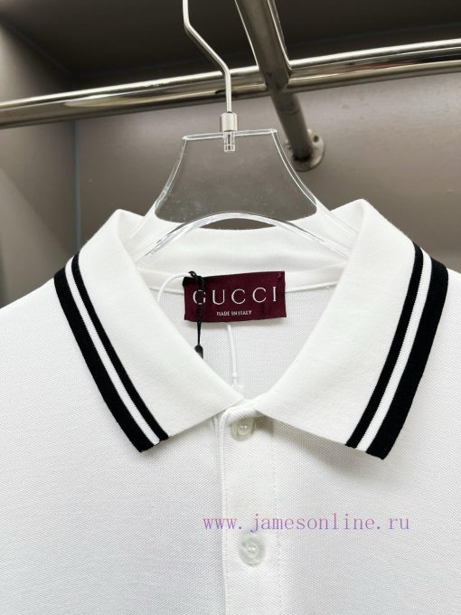 GUCC Ⅰ Gucci Striped Printed New Polo ShirtOriginal Fabric Original Customized Accessories Offi qcvrs6sc - Image 5