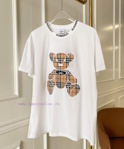 Burberry Embroidered Small Bear Plaque Cotton Loose Short Sleeve T-shirtBUR Chief Creative Dire 4r6qs3fo