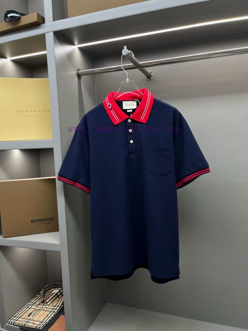 GUCC Ⅰ Gucci Woven Ribbon New Polo ShirtOriginal Fabric Official Same StyleUsing 210g Pure Cott x9zlgcvm